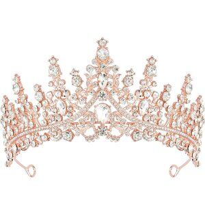Rose Gold Tiara and Crown for Women Crystal Queen Rhinestone Princess, Wedding
